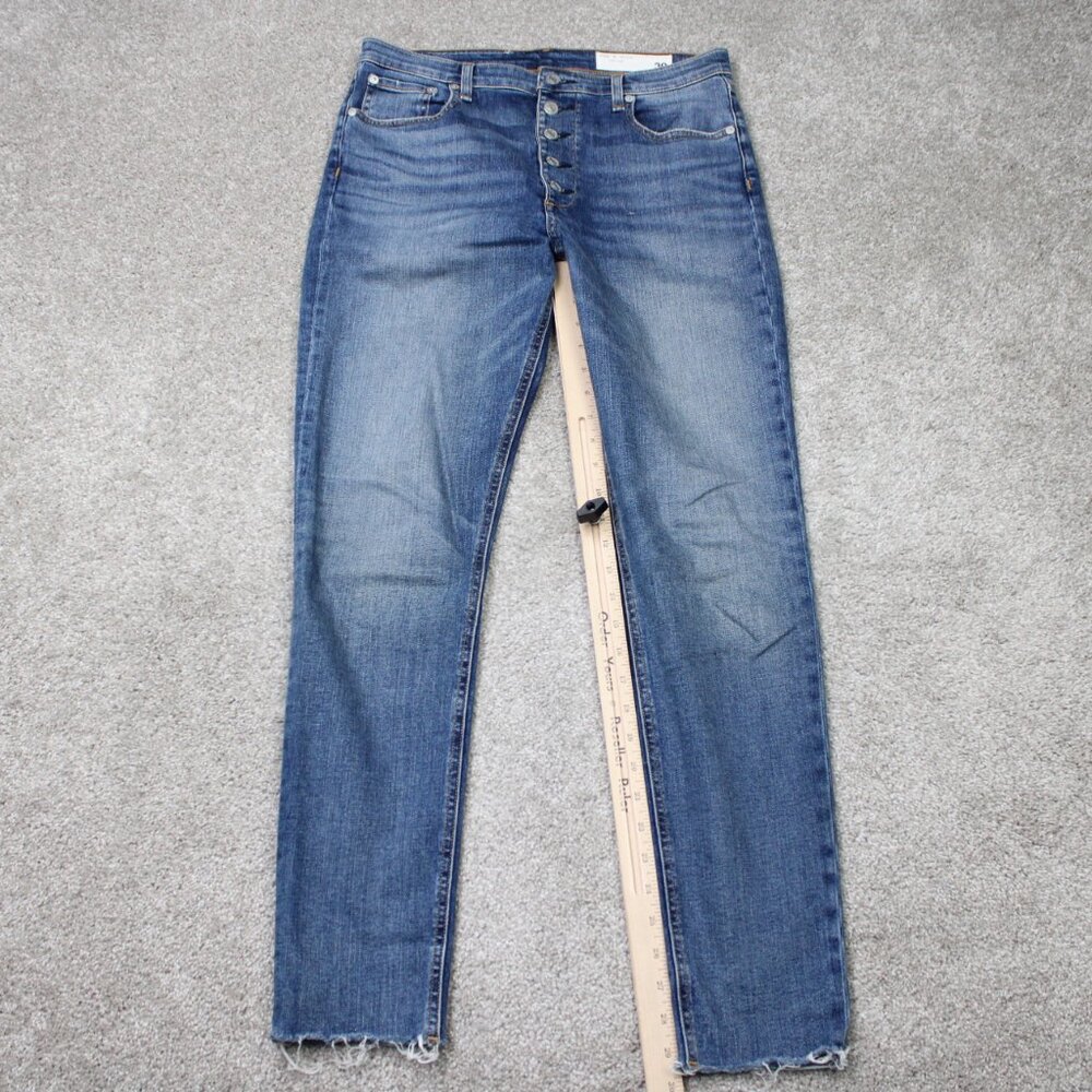 Rag & Bone Jeans Womens 30x30 Blue Nina High-Rise Skinny Button Fly Raw Hem - Picture 2 of 12